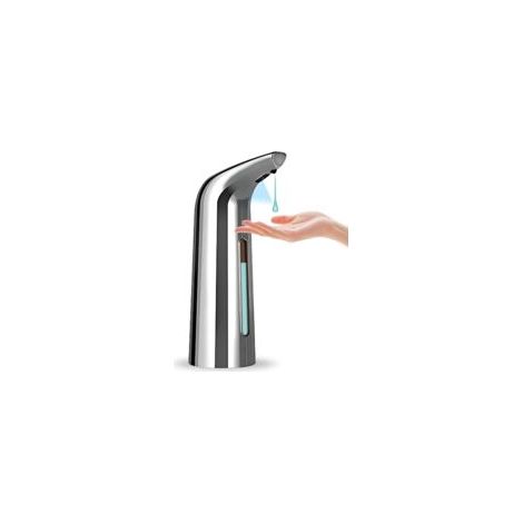 Crezuo 400-ml-Seifenspender mit Infrarotsensor, wasserdicht (IPX6), silbernes Design für Bad und Küche