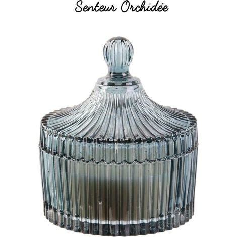 Bougie PARFUMÉE, verre bohème, ORCHIDÉE verte (1/3)