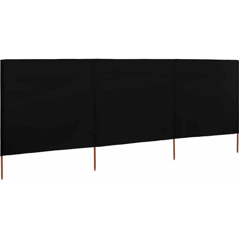 Paravent 3 panneaux Tissu 400 x 120 cm Noir