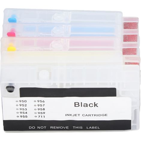 Cartouches d'encre 4 couleurs avec puce permanente, rechargeables, accessoires de remplacement pour imprimante HP 711 BK CMY (1/5)
