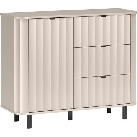 Selsey Novado – Sideboard 1-türig mit drei Schubladen Kaschmirgrau, 111 cm