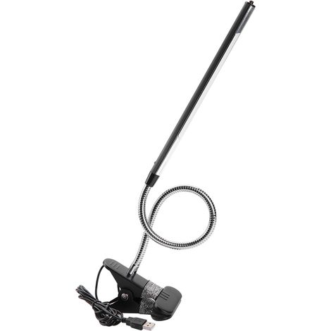 Lampe de table portable à pince LED USB, lumière de bureau réglable pour tatouage/manucure et maquillage - Noir (1/5)