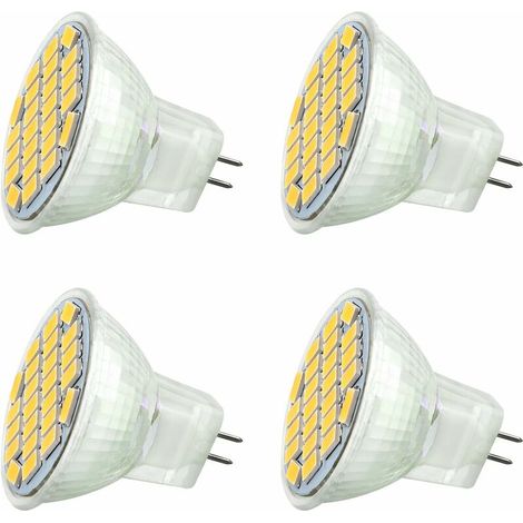 MR11 GU4 12V LED 3W Warmweiß 3000K, 350LM, 120° 35mm MR11 30W Halogenäquivalent, AC DC 24V 12V GU4 Einbau-LED-Spot für Küchenschränke, nicht dimmbar, 4er-Pack [Energieklasse A+]