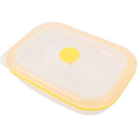 Boîte à lunch pliable rectangulaire portable en silicone alimentaire de 600 ml (jaune) (1/5)