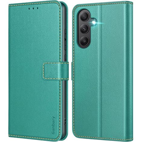 Coque portefeuille pour Samsung Galaxy A55 5G, cuir PU, porte-cartes, fonction support, bleu sarcelle (1/5)
