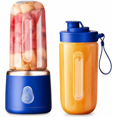 Blender Portable Rechargeable USB-C avec 2 Gobelets, Bleu, 10 Lames, pour Fruits et Légumes (1/5)