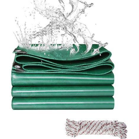 Bâche de Protection Extérieur,PVC Bâches Épaisse Imperméable,4x5 m 440 g/m²,Anti-UV Résistante aux Déchirures,Œillets Métalliques Renforcés,Multi-Usage Jardin Terrasse Piscine,Vert (1/5)