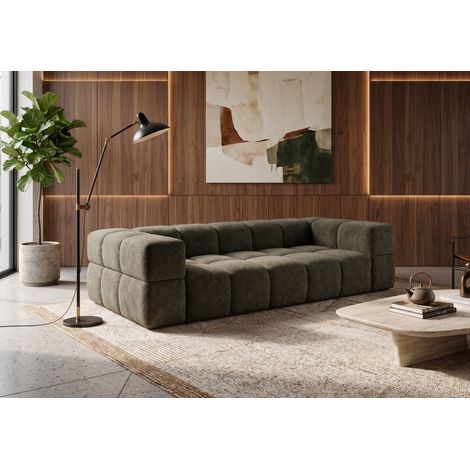 Divano bubble VALLEY 3 posti con funzione letto – verde bottiglia bouclé di lusso, design moderno, massimo comfort (1/5)