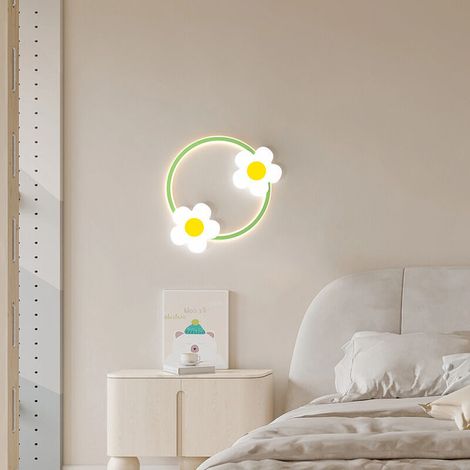 Applique murale créative tournesol, applique murale d'éclairage décoratif pour chambre d'enfant(3000K Blanc Chaud)