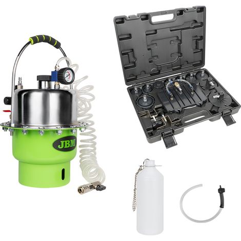 Purge de liquide de frein – Accessoire pour compresseur – Réservoir 5L – Pression de service 0 à 4 kg/cm² – Adaptateurs universels 11+2 – JBM52191 (1/4)