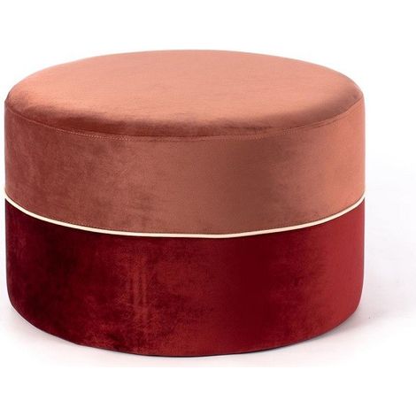 Puf de terciopelo en madera rosa antiguo y burdeos de 62 x 62 x 39 cm (1/5)