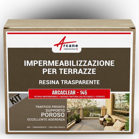 Guaina liquida trasparente: per terrazzi, piastrelle, piscine - KIT ARCACLEAR - 5 m², circolazione privata, supporto poroso Finitura opaca - ARCANE INDUSTRIES (1/5)