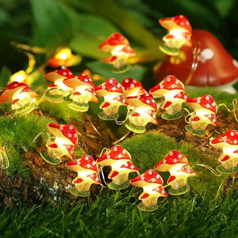 Guirlande Lumineuse de Champignons, 3M 30LED Guirlande Lumineuse Intérieur Exterieur, Decoration Noel pour Chambre à Coucher, Sapin de Noel, Mariage, Jardin, Fête (1/5)