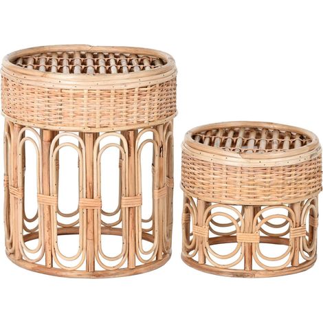 Table d'appoint en osier naturel style balinais - Naturel osier clair (1/4)