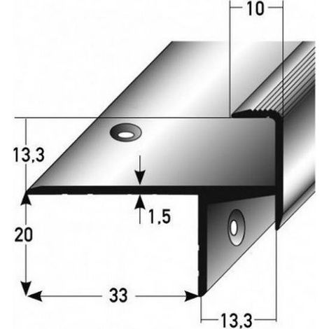 PROVISTON Laminat-Parkett-Treppenkante Aluminium eloxiert Goldfarbig Breite 33 mm Höhe 13.3 mm Länge 1000 mm Gebohrt Treppenkantenprofil Treppenwinkel Winkelprofil 1 Stück (1/2)