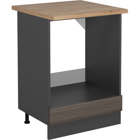 Herdumbauschrank R-Line, Edelgrau, 60 cm , AP Eiche, Vicco