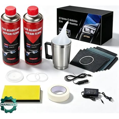 Manuzen - Kit de réparation de phares 2 × 800 g polymère liquide pour voiture – 2800G (1/4)