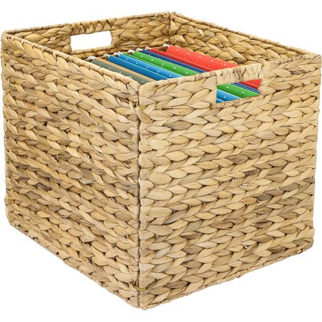 Panier de Rangement pour Dossiers Suspendus A4,Panier Jacinthe d’Eau 33x33x33cm (1/5)