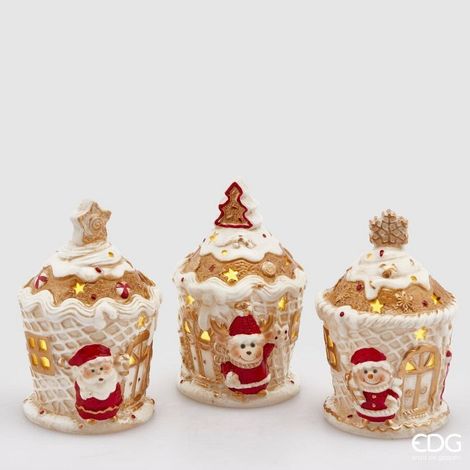 EDG Enzo De Gasperi Decorazione di Natale Coppa Gelato XMas H 13 Cm con Led  Multicolor 1 Pz