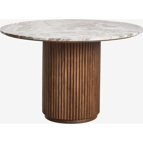 SKLUM Runder Esstisch Giselda aus Naturstein und Mangoholz Marmor Ø120 cm (1/5)