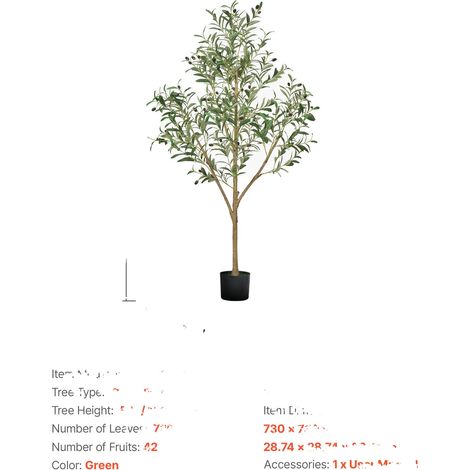 Arbre Artificiel, Design Réaliste, Branches Personnalisables, 5ft Olivier (1/2)