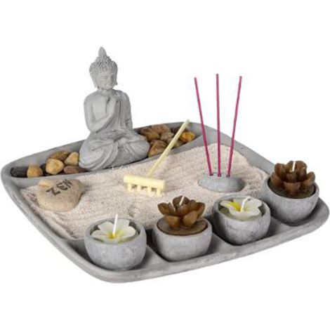 Jardin Zen "Bougies" 24cm Gris