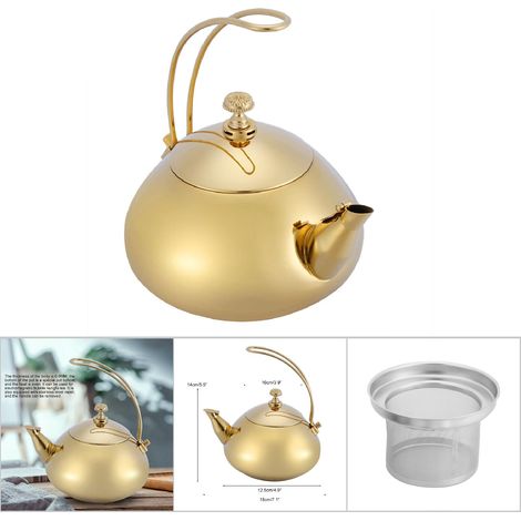 Klassischer 1,5-Liter-Wasserkocher aus Edelstahl für Induktionsherde mit abnehmbarem Thermofilter, Gold (1/5)
