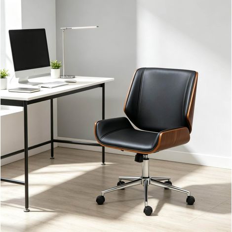 Silla de oficina ergonómica giratoria, altura regulable, negro y marrón OKMYHOME (1/5)