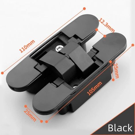 Lot de 2 charnières invisibles pour porte à ouverture 180°, charnières 3D cachées réglables, porte intérieure et meuble (1/2)
