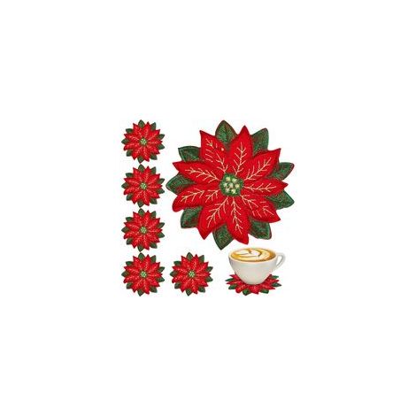 Lot de 10 sous-verres brodés de Noël, sous-verres double couche à motif poinsettia, sous-verres fleuris de Noël, parfaits pour Noël, les fêtes d'hiver, la maison, la cuisine, le bureau et la décoratio