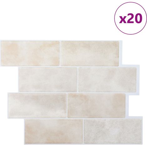Carreaux de Métro Adhésifs Muraux Crédence Cuisine Salle de Bain Marbre Beige Lot de 20 (1/5)