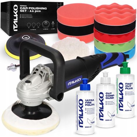 Polisseuse électrique 1200 W + mousse à polir 125 mm + 3 kits de pâte à polir ITALKO