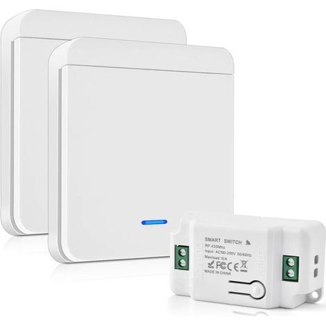 Interrupteur d'éclairage radio 10A 230V sans fil – Kit avec récepteur 72x38x26mm – Installation facile pour jardins et garages (1/4)