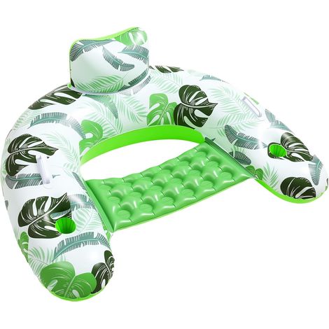 Silla flotante inflable para piscina, asiento para adultos, colchón tipo hamaca para piscina, red, silla flotante inflable con portavasos y respaldo, colchoneta flotante para piscina para fiestas, ver (1/5)