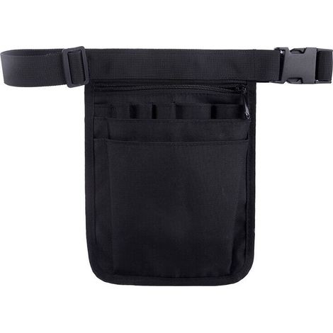 [NON UTILIZZATO] Borsa per infermieri, multifunzionale, con cintura, portautensili, portautensili, borsa portaoggetti nera con cintura regolabile per infermieri e giardinieri.