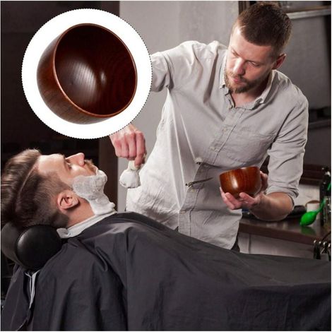 Bol à raser, bol de blaireau pour hommes, tasse de crème à raser en bois, tasse à mousse de savon, récipient à savon pour le visage (brosse non incluse), 1 pièce (1/4)