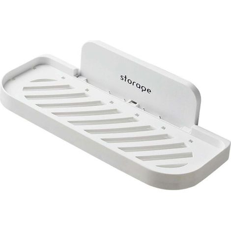 Support mural creux pliable avec égouttoir pour pots à épices, savons et autres récipients, idéal pour la cuisine et la salle de bain. Étagère multifonctionnelle. (1/5)