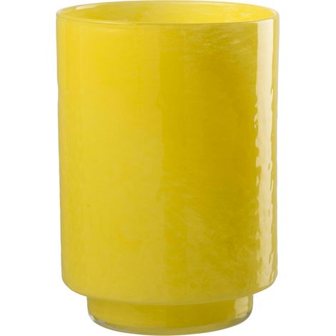 Vase cylindre jaune en verre relief - jaune (1/2)