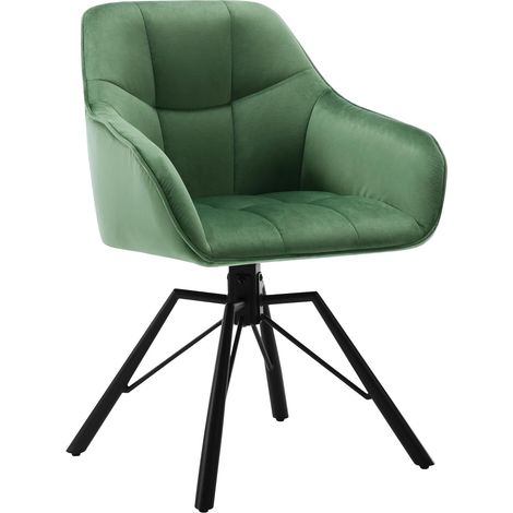 WOLTU Sedia per Sala da Pranzo Girevole a 360°. Sedia da Cucina Imbottita con Gambe in Metallo. Poltroncina in Velluto per Camera da Letto. Soggiorno. Verde Scuro
