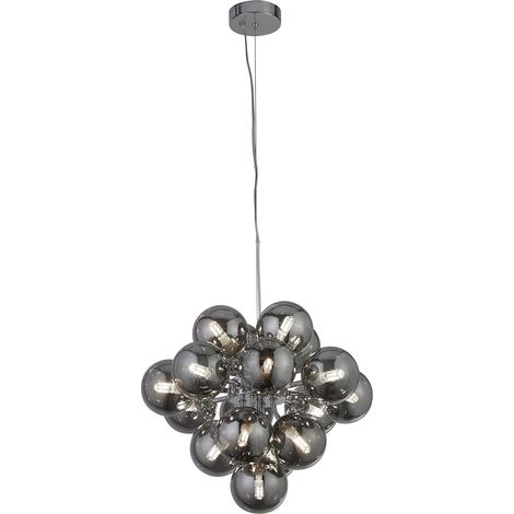 Berry 17Lt Pendant - Metallo cromato e vetro fumé (1/5)