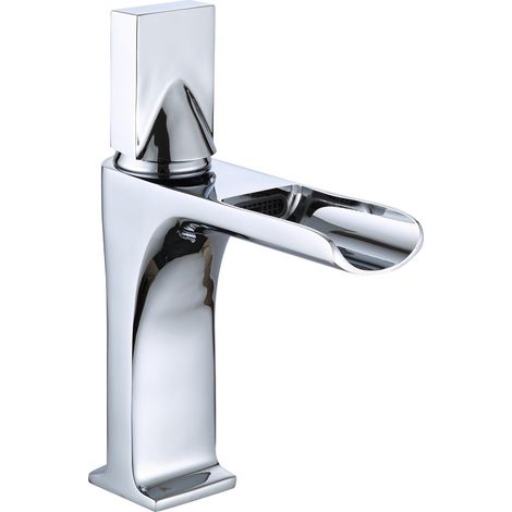 Robinet, lavabo chaud et froid, lavabo de salle de bain, robinet, armoire de salle de bain, robinet cascade en cuivre-argent (1/3)