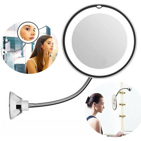 Trade Shop - Ultra Flexible Espejo Redondo Maquillaje Led 5x Plegable Rotativo Te-b0140 -