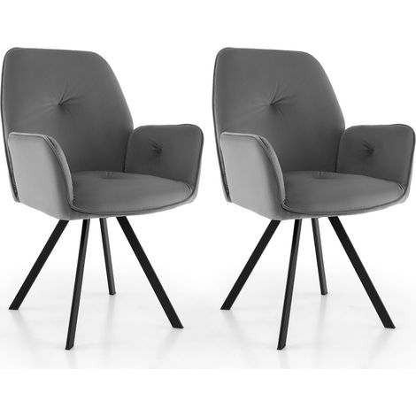 Set of 2 Swivel Accent Chair Ergonomic Leisure Velvet Armchair Padded Desk Chair (1/5)