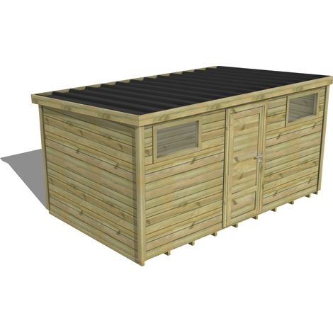 ABRI DE JARDIN bois traité 27mm, Essentiel, 4,3x2,6m, 11m2, Plancher (1/3)