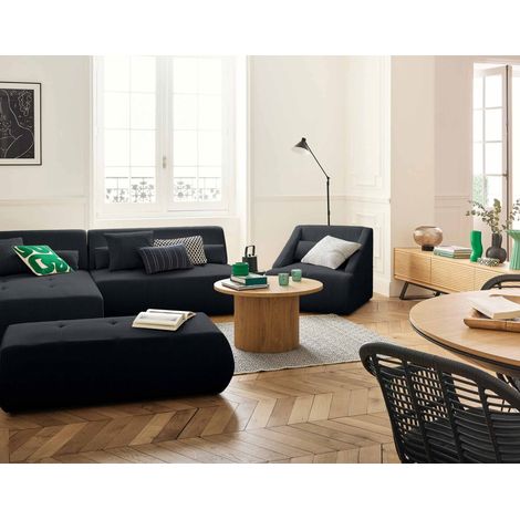 Onyx - 5-sitzer modulares ecksofa links - cord - schwarz