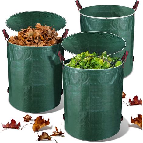 Randaco Gartensack mit Deckel 6X 272L Laubsack Gartenabfallsack XXL Garten Tasche Rasensack mit Griffen Reißfest Wiederverwendbar