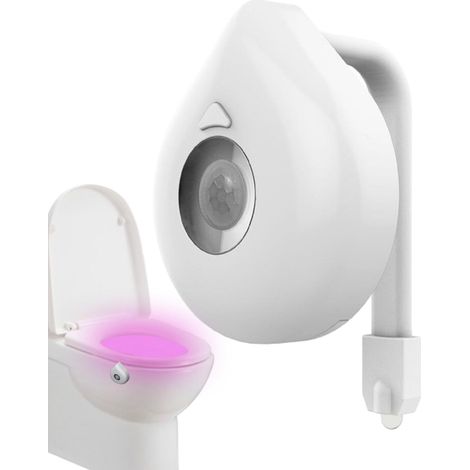 Lampe de toilette à détecteur de mouvement – 8 lumières LED changeant de couleur pour cuvette de toilette Veilleuse pour cuvette de toilette Lumière de siège de toilette pour hôtel, maison (1/5)
