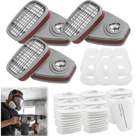 6001 Respirator Filters, Pack of 80 Filter Cotton Filters + 6 Cartridges and 6 Caps, Against Organic Vapors, Compatible with 6200 6502 6800 7501 7502, for Painting, Industry DIY (1/5)