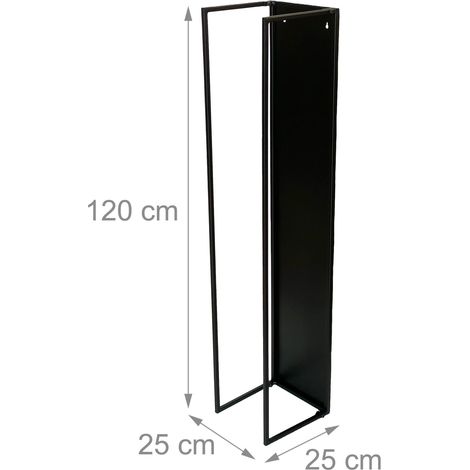 Porta legna da parete contenitore pratico per interni 120 x 25 x 25 cm in ferro nero 130017858