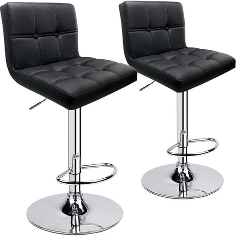 Barhocker 2er Set Lehne höhenverstellbar Kunstleder Schwarz (1/5)